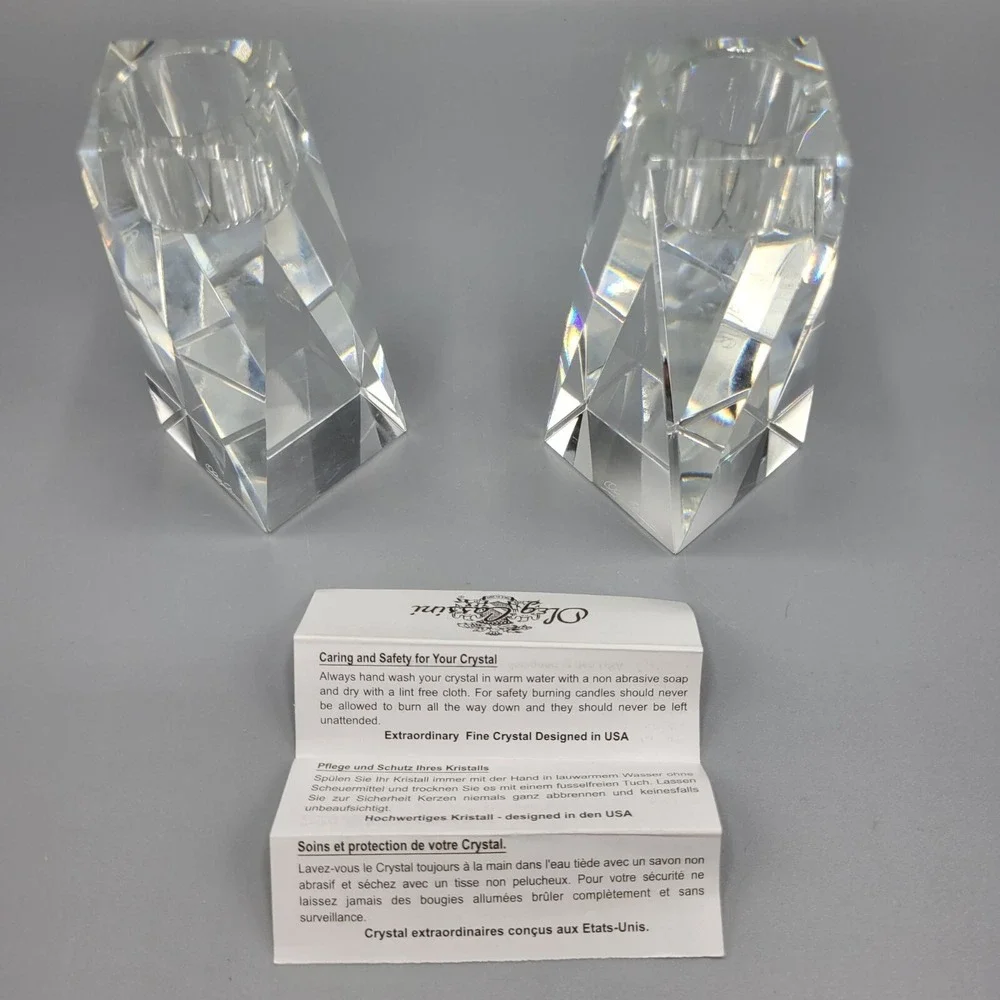 Oleg Cassini Crystal Candlestick Set Of 2 Brigitte 4